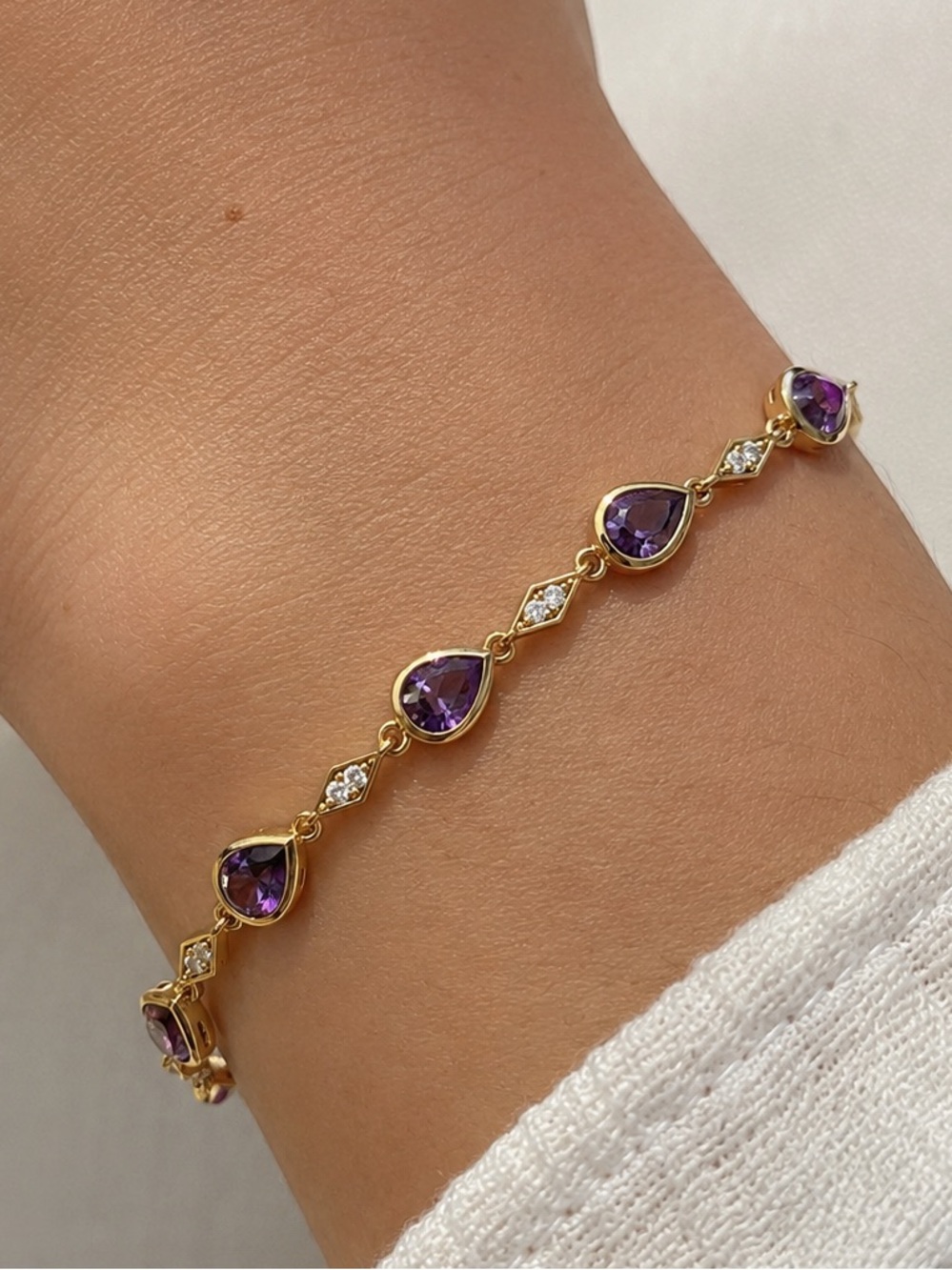 Amethyst Bracelet Drop 18k Gold Plated Jewelry